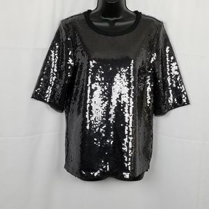 zara black sequin top